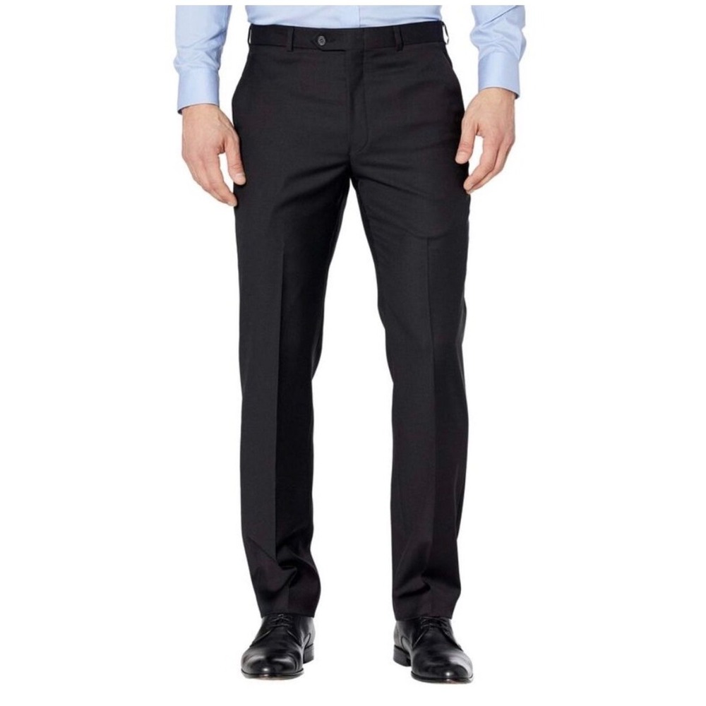 Lauren Ralph Lauren Mens Black Flat Front Dress Pants Trousers 34W x 30L